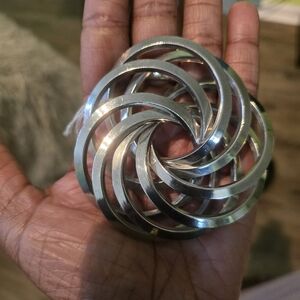 Large Vintage Modernist Silver Swirl Brooch